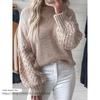 Fashion Pure Color Cable-Knit Pullover Sweater Casual Loose Top Casual Loose Fitting Sweater