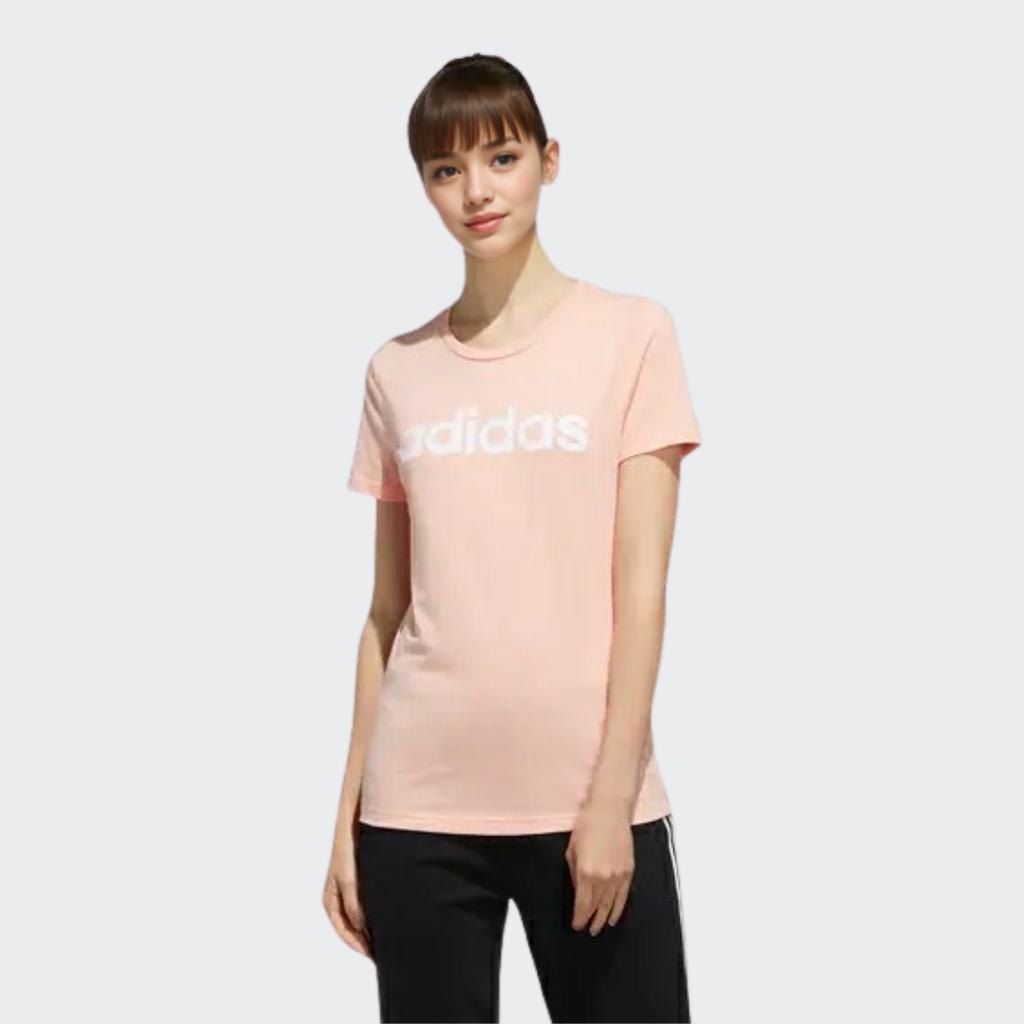 Adidas Neo Letter Print Round Neck Short Sleeve T-Shirt Women T-Shirts Orange-Red EI4715