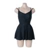 Hot Spring Swimsuit Sexy Backless Steel Tray Gathers To Cover the Belly and Look Thin One-piece Flat-angle Skirt Swimsuit 