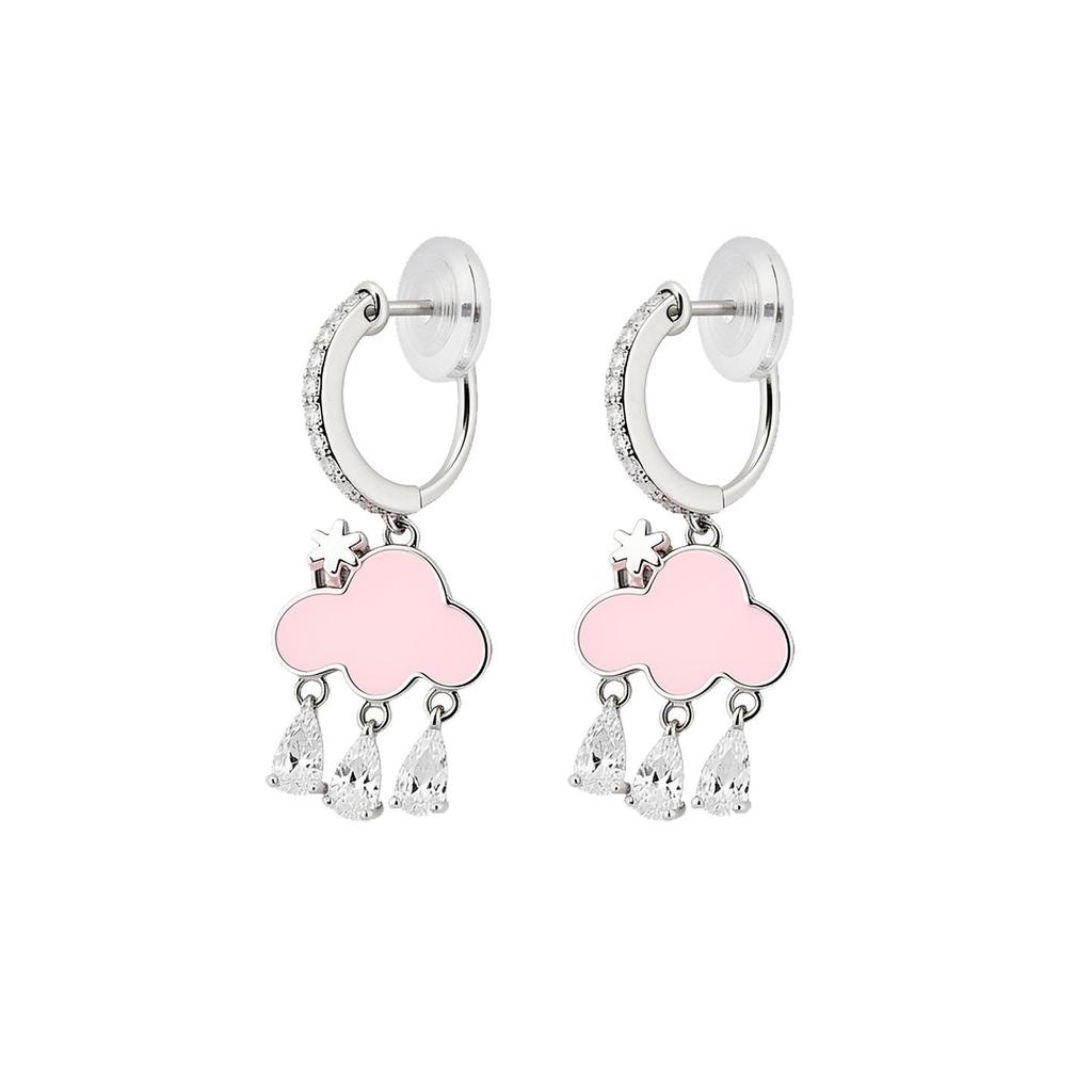Zirconia Enamel Cloud Water Drop Ear Clip - Non-Piercing, Versatile Jewelry for Women