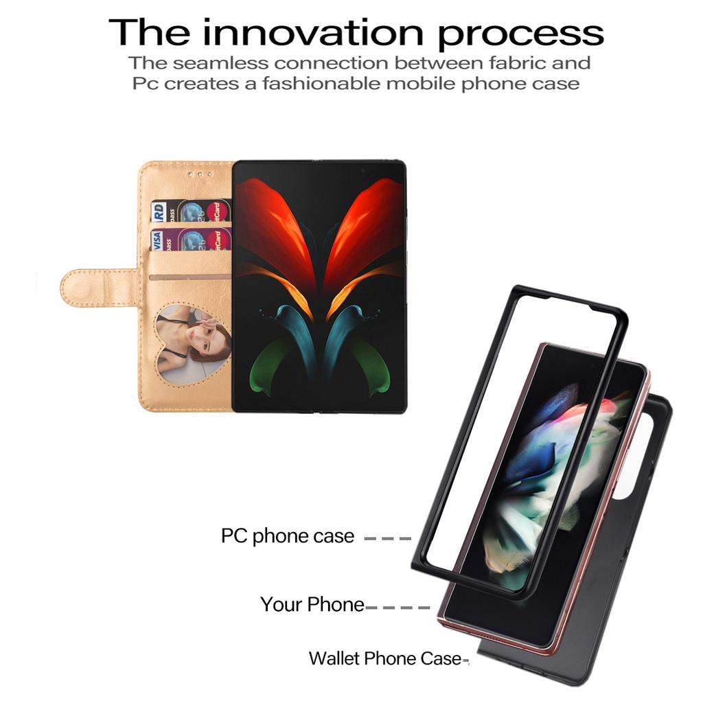 Suitable for Samsung Z Fold 5 Mobile Phone Leather Case Z Fold4 Glitter Zipper Wallet Insert Card Holder Protective Case