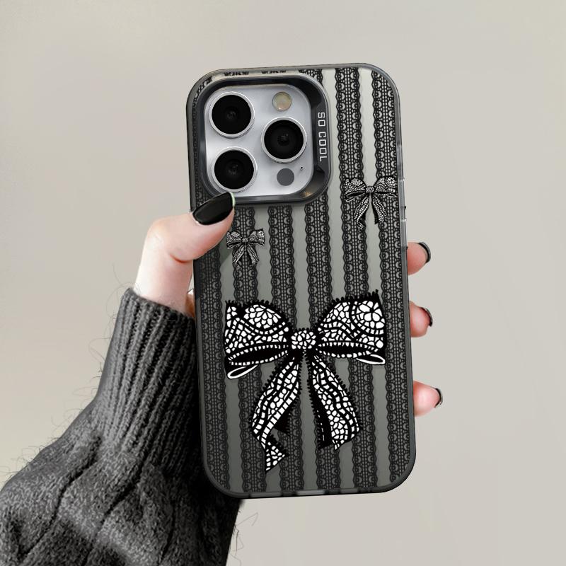 

Модернизированный чехол IMD с кружевным бантом и принтом, противоударный защитный мягкий чехол TPU с полной задней крышкой для Xiaomi Redmi Redmi Note 13 Pro 5G чёрный