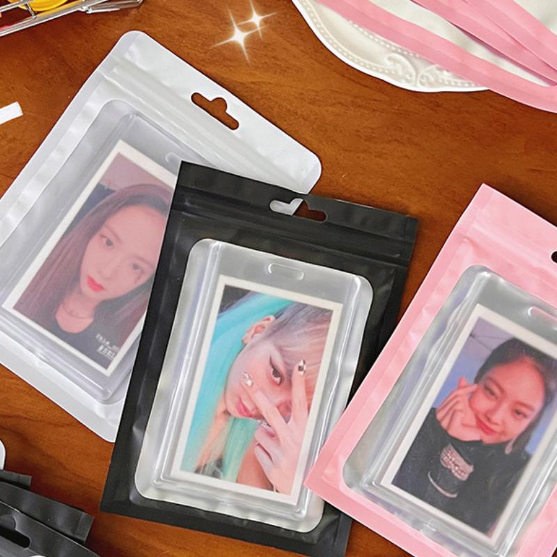 10Pcs Card Photocard Storage Bag Color Matte Transparent Ziplock Bag Gift Packaging Bag Sticker Card Sleeve Packaging Bag