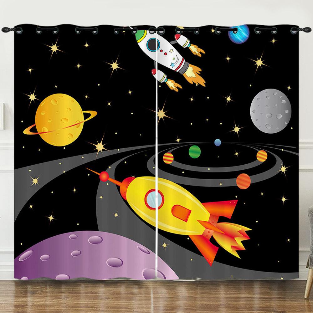 Zasłona Kosmos Wszechświat Gwieździste Niebo Ilustracja 3D Cyfrowy Druk Zasłona zaciemniająca z przelotkami