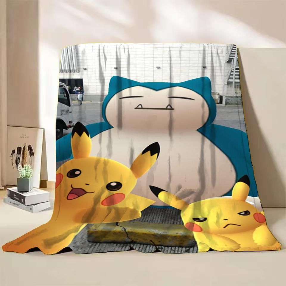 Pokemon Snorlax Flanelová Nadýchaná Fleece Deka pro Domov Ložnici Postel Pohovku Kancelář Dětská Přikrývka Dospělá Měkká Deka Dětský Roztomilý Dárek