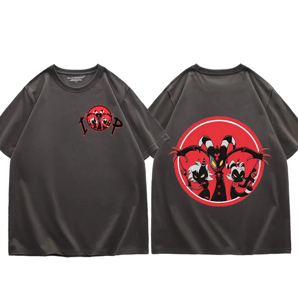 Trend Anime Helluva Boss Print T Shirts Unisex Women Fashion Cartoon Short Sleeve T Shirt Summer Casual Pure Cotton Loose T-shirt