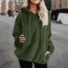 Women's Fashionable Warm Fleece Solid Color Hoodie Zipper Pocket Casual Sweatshirts