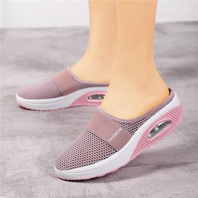 Lässige Damen-Sneaker, Luftpolster, weiche Sohle, Mesh, Shake-Schuhe, Keile, leichte Krankenschwester-Clogs, rutschfeste Graden-Hausschuhe, Größe 35–43