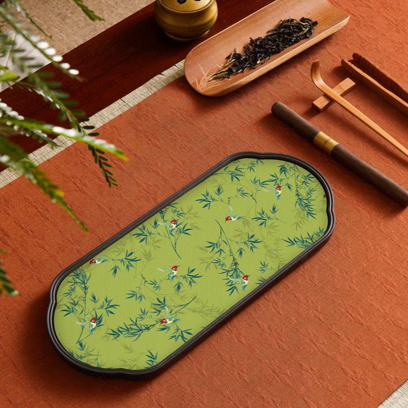 Quick Dry Absorbent Tea Tray - Chinese Style Compact Tea Sea Dry Practice Board  & Pot Holder