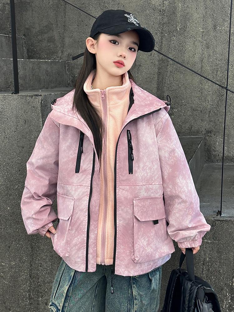 Girls' 2025 Windproof Waterproof Autumn-Winter Parka: Trendy, Loose-Fit, Three-in-One Outdoor Coat