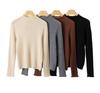 Lekasha Women's 100% Pure Cashmere Striped Sweater with Half-High Neck