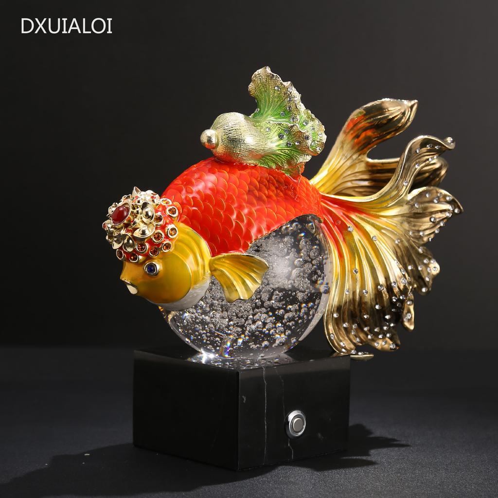 Home decor accessories Glass Enamel ornaments Living room goldfish Crystal ball decorations Creative Gift for store opening