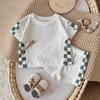 Korean Style Green Plaid Summer Set for Baby Boys - 2026