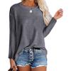 IHUASU Women's Fashion Casual Solid Color Print Long Sleeve O-Neck Blouses & Shirts