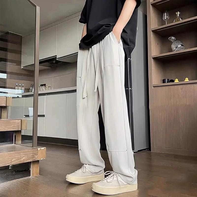 Bkcxzice Icebreaker Casual Straight-Leg Pants American Basketball Long Pants Autumn White Loose Trendy Sports Sweatpants Men