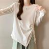 [ODFMCE] t-shirt ladies long sleeve spring cotton Plain color Fashionable Beautiful Relaxing big size is (JP, alphabet, XL, white)