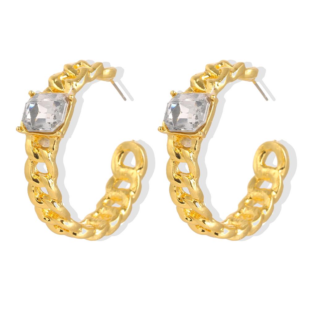 2024 Simple and Creative Retro Exaggerated Hollow Chain C-shaped Earrings Female Personality Geometric Girl Earrings