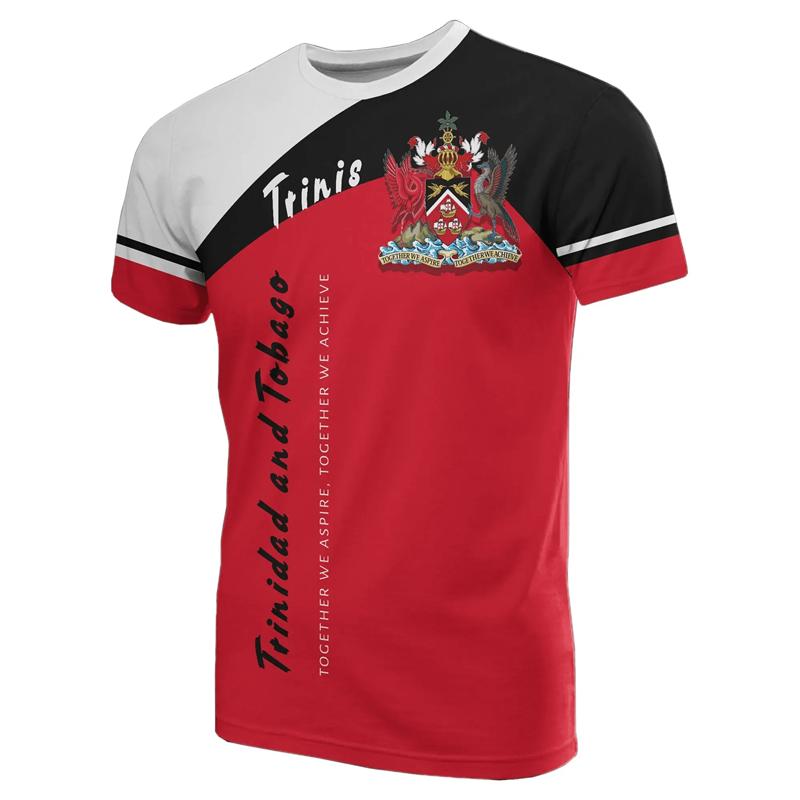 Trinidad And Tobago Flag Pattern T-Shirt Men 3D Printed Outdoor Sportswear Tee Shirts Round Neck Short Sleeves Street T Shirt