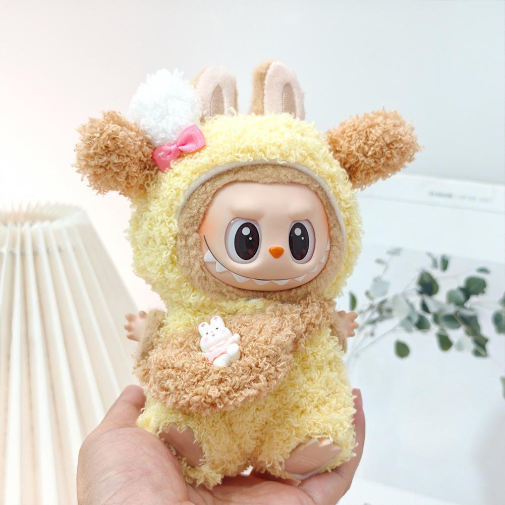 For Labubu V1 V2 Idol Cute Doll Clothes Fashion Sweater Outfit Accessories Sitting Party Pink White Striped Sweater Cup Clothing