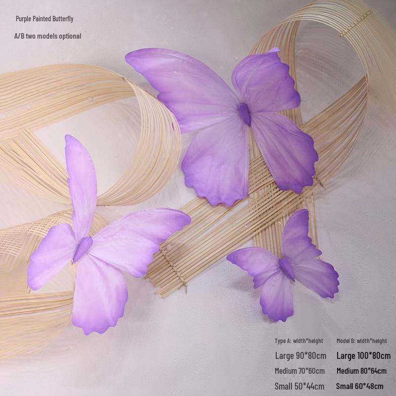 3D Painted Butterfly Wedding Backdrop with Scenery and Props for Photography and Décor