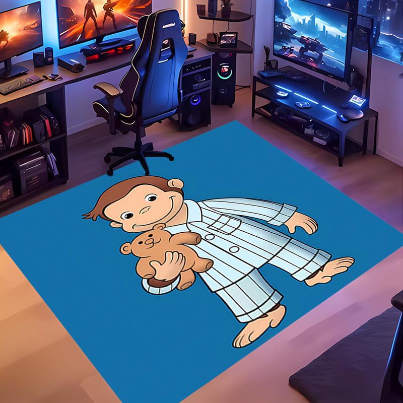 1pc Curious George Entrance Mat, Non-Slip Mat Area Rug,Room Decor, Outdoor Decor, Kitchen Rug,Doormat - Machine Washable, Easy to Clean