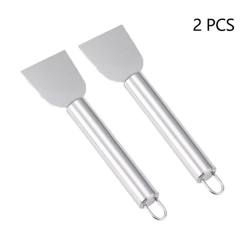 2Pcs Versatile Cleaning Scraper Durable Metal Stainless Steel Glue Remover Snow Shovel For Kitchen, Bathroom And Home Use New