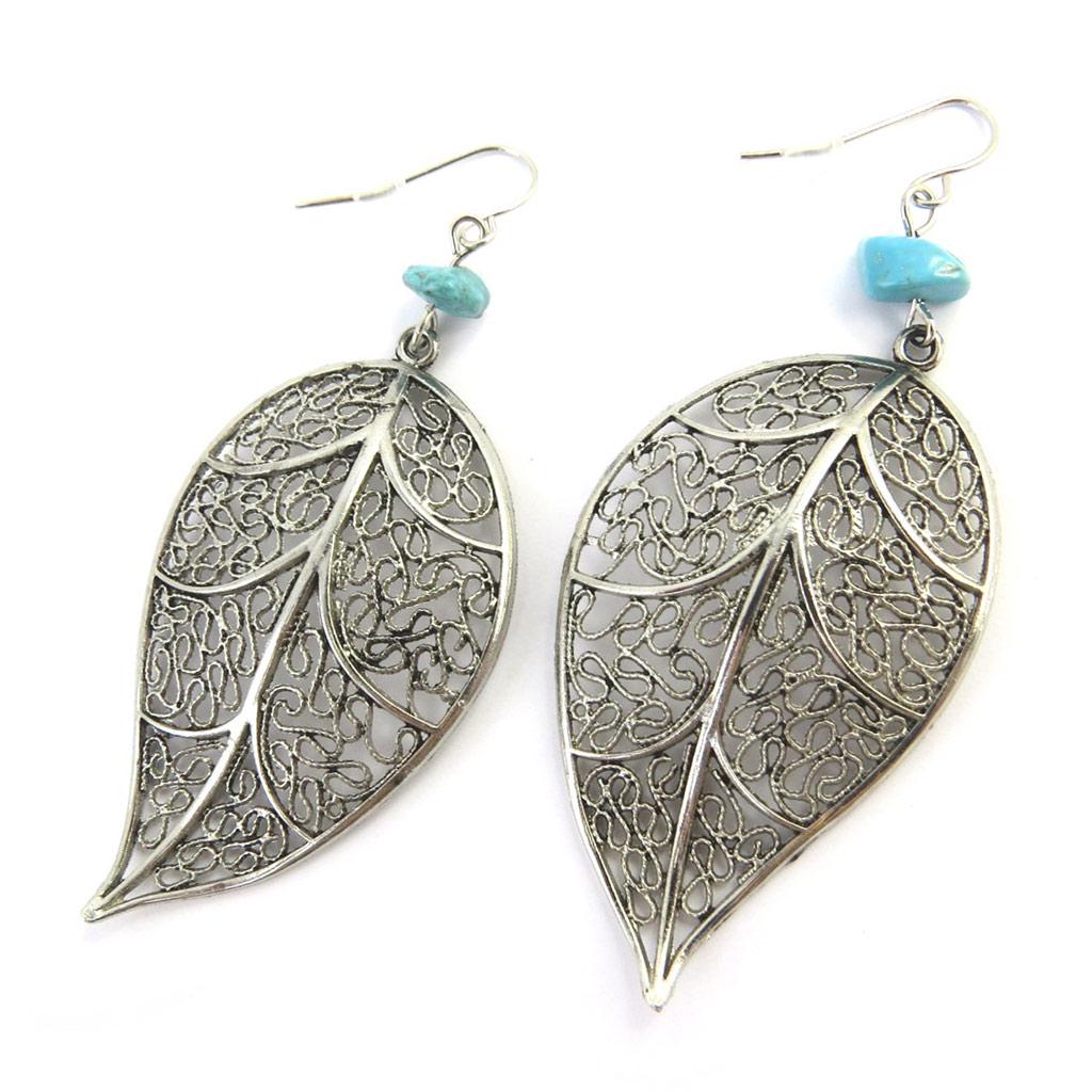 Les Trésors De Lily [M5688] - Designer Earrings 'Kilimanjaro' Silver Turquoise