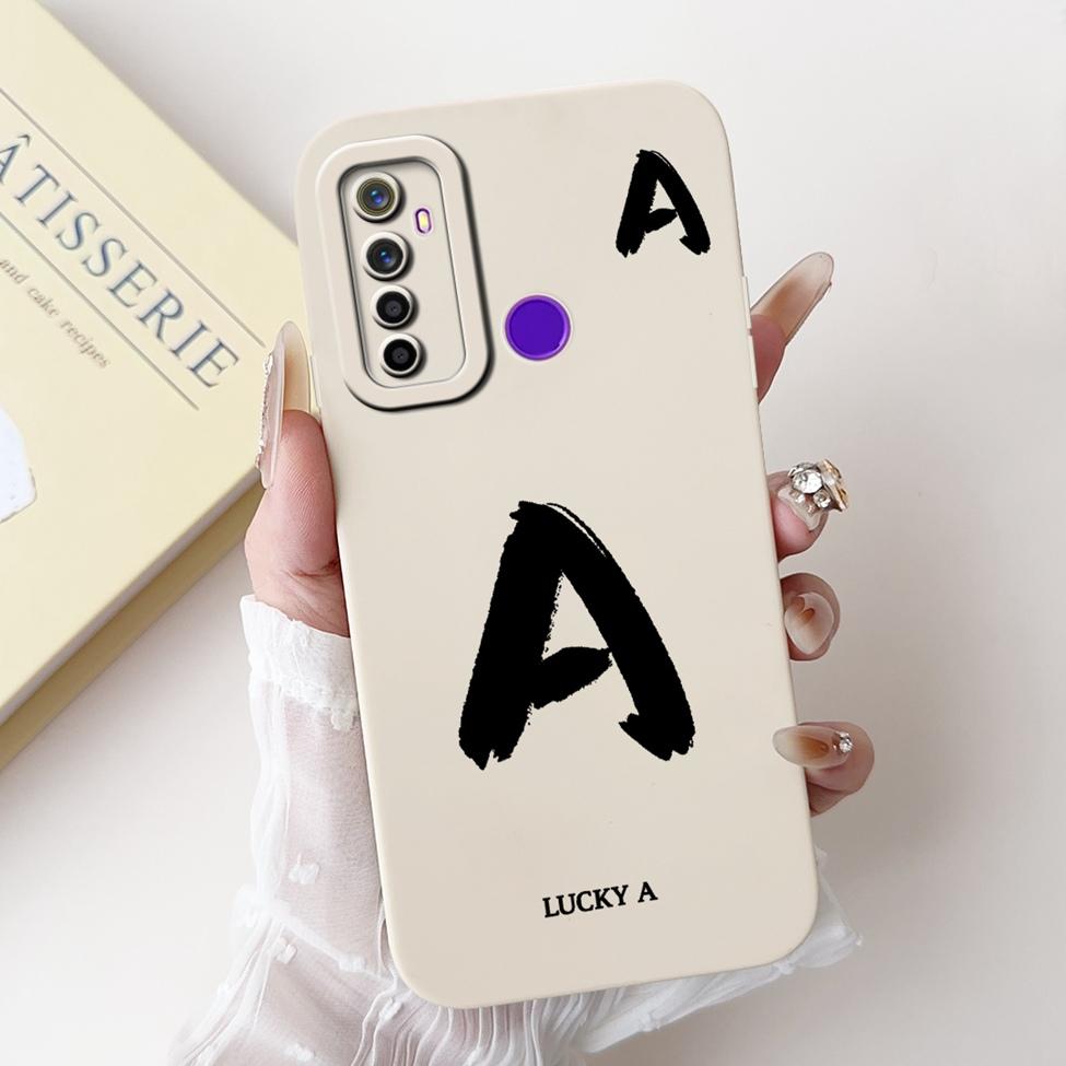 For Realme 5i RMX2030 6i RMX2040 Cover For Realme 6i Case Simple Fashion Letters A-Z Pattern Design Silicone Shockproof Bumper