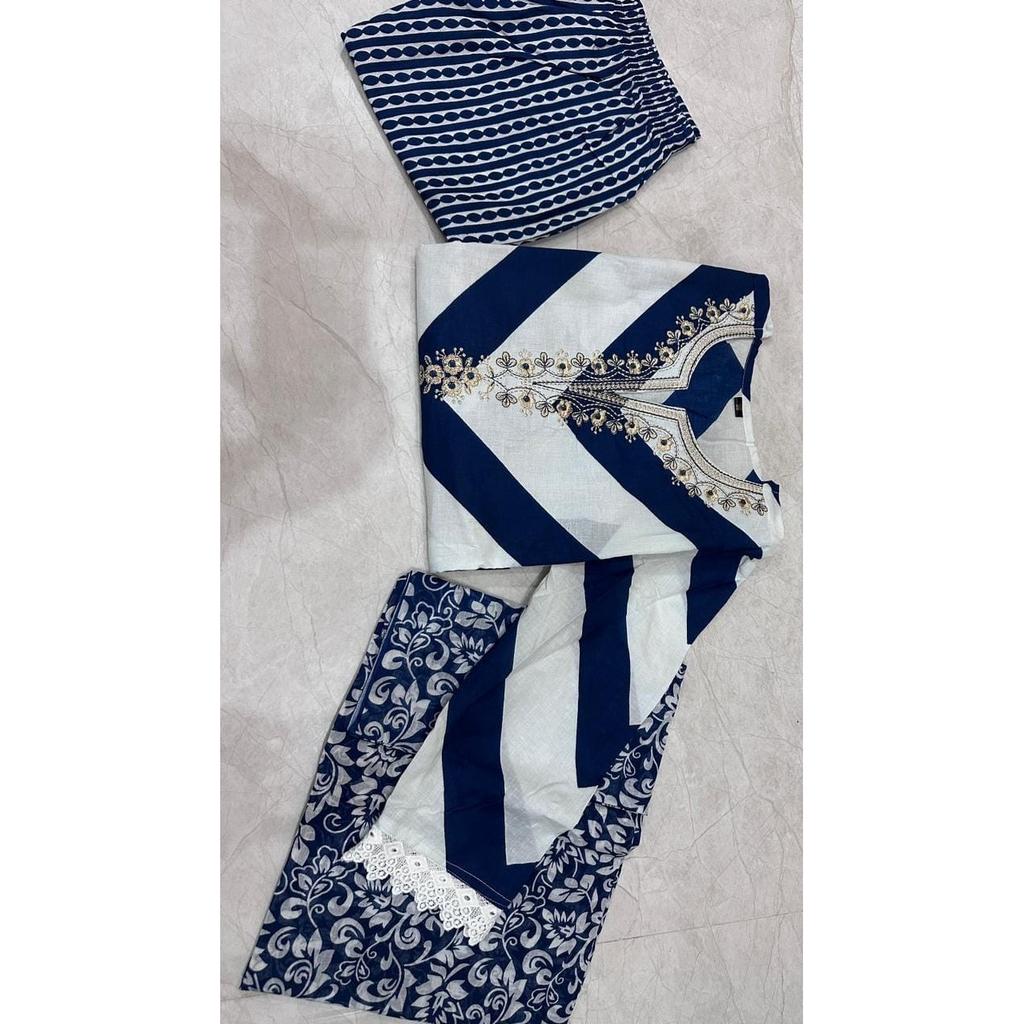 Beautiful Party Wear Top Kurta Set Indian Women Ethnic Kurti Pant Dupatta Set