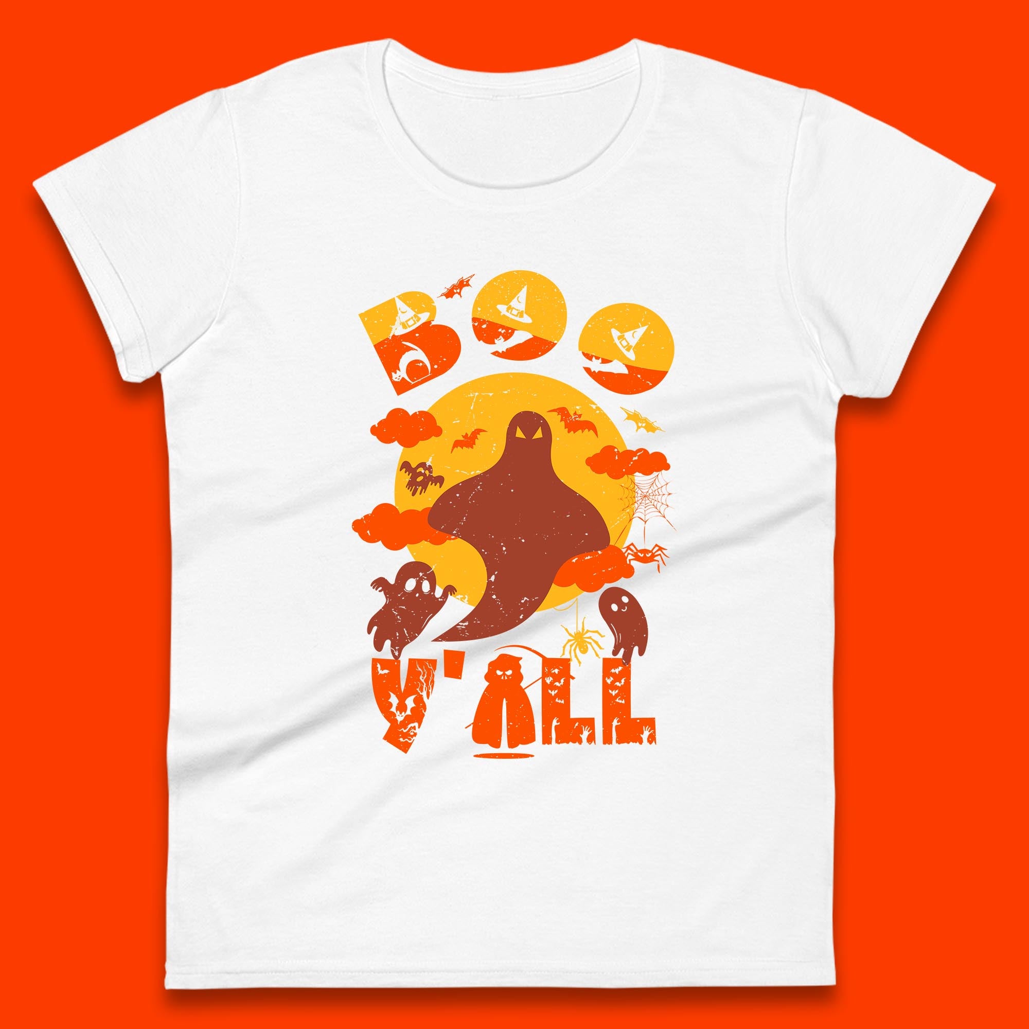 Halloween Boo Y all Hey Boo Funny Spooky Halloween Party Womens Tee T Shirt Mens Tops Unisex Top XL