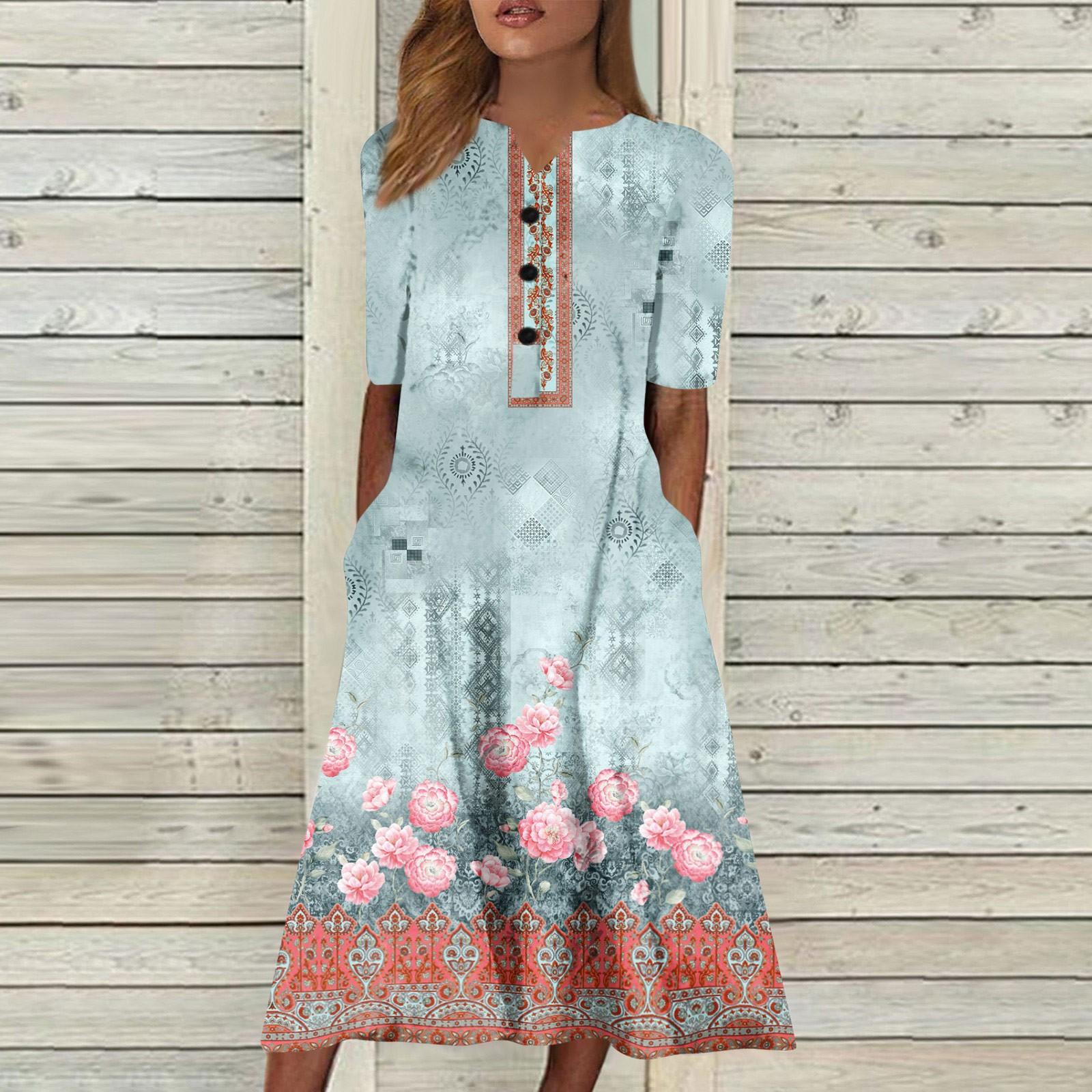 Женская летняя повседневная модная пляжная свинг-юбка с v-образным вырезом и короткими — фото 10