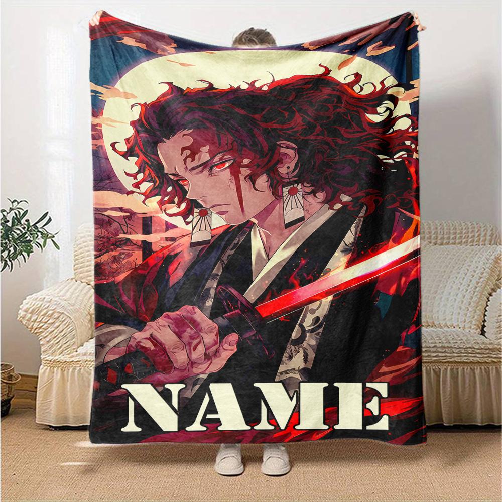 Customiz Name Personality Demon Slayer characters Blanket Soft &Warm Sofa Office Bed Travel Lunch Break Blanket, Gift Suitable All Seasons