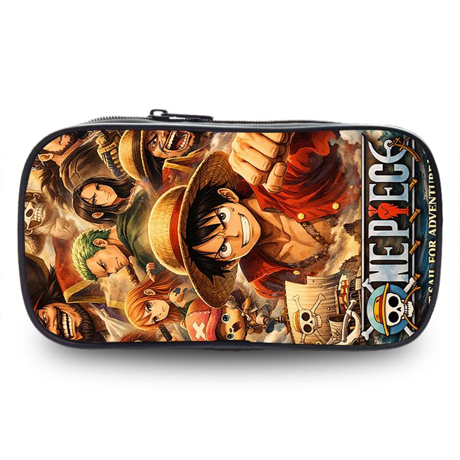 One Piece Anime Double Layer Pencil Case, Large Capacity Durable Stationery Bag Lightweight Unisex Pen Pouch for Boys Girls 6-10