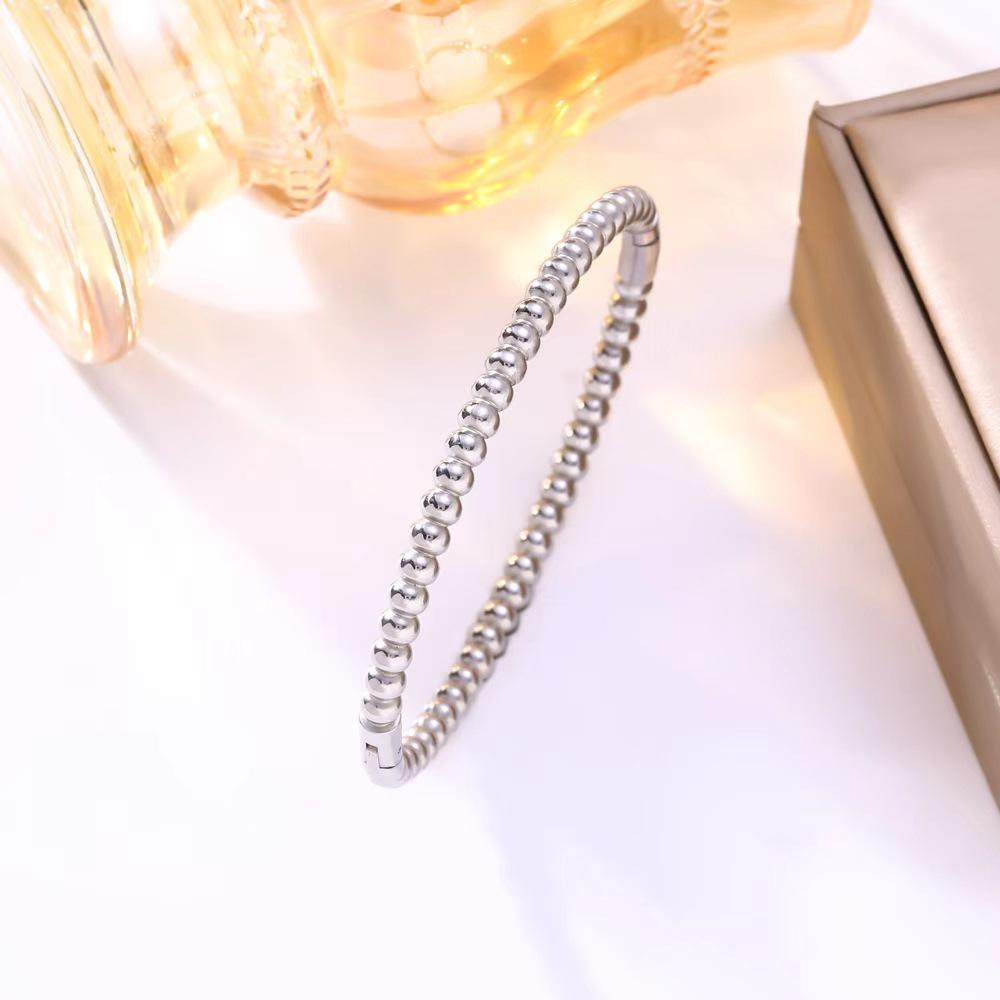 Trendy Stainless Steel Ball Clasp Bracelet - Titanium Steel Round Beads