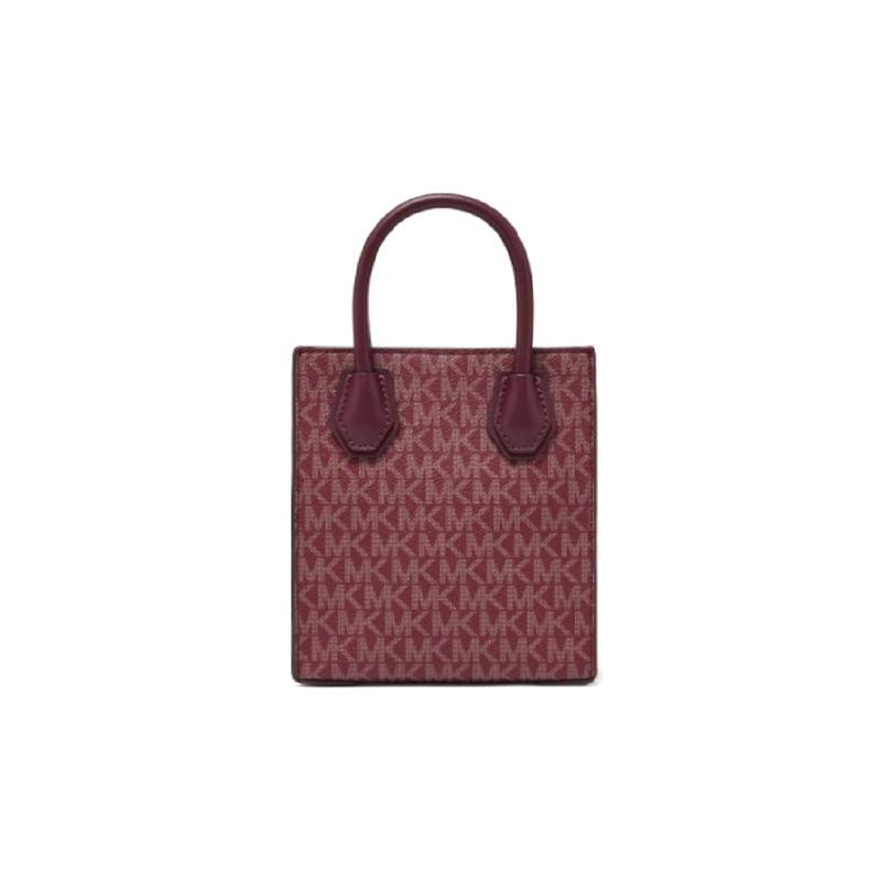 MICHAEL KORS Mercer Presbyopia Printed Lock Logo Artificial Leather Tote Bag Shopping Bag Accordion Bag Shoulder Handbag Mini Women's Burgundy mini