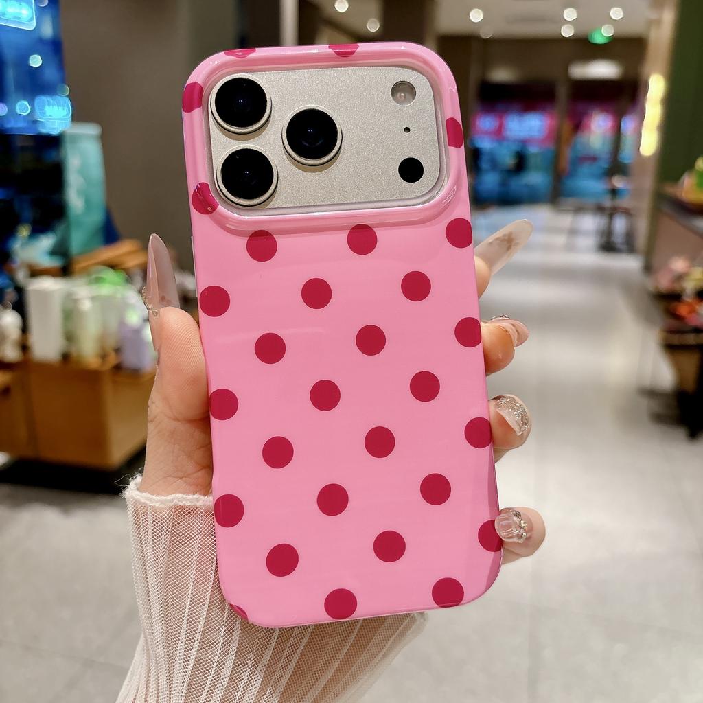 Applicable iPhone16 mobile phone case retro IMD polka dot color anti-drop protective case 17Pro all-inclusive case 15plus