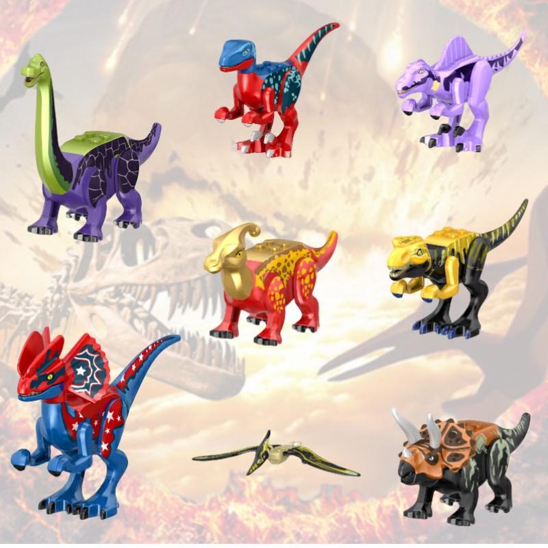 Small Dinosaur Night Light Colorful Jurassic Bagged Dinosaur Assembly Building Blocks Intelligence Toy