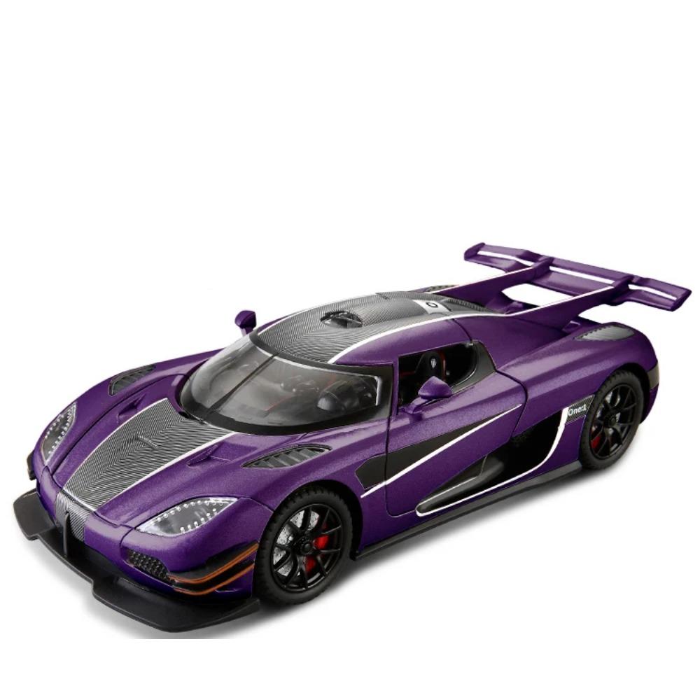 

Масштаб 1/24 Koenigsegg ONE Суперкар с роторными дверями Литая модель автомобиля из сплава Звук и свет Инерционный Детские игрушечные машинки Праздничные подарки для детей фиолетовый