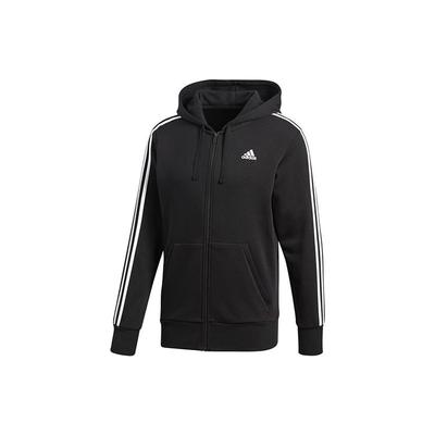 Klasik Üç Şeritli Spor Kapüşonlu Ceket Erkek Dış Giyim Siyah S98786