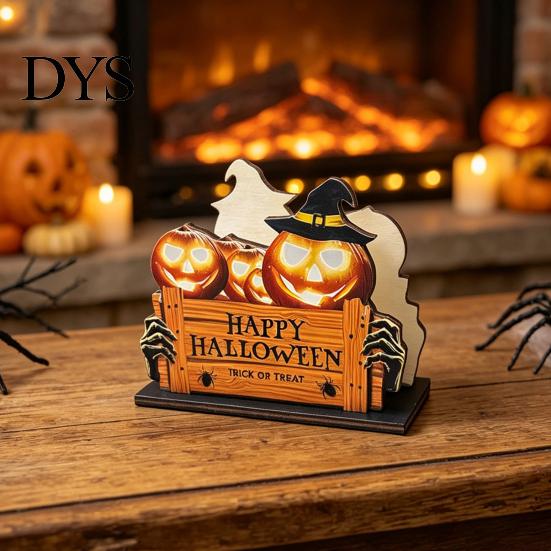 Seasonal Tabletop Ornament Halloween Wooden Napkin Holder, Ghost Pumpkin Decorative Tissue Dispenser, Festive Desktop Decoration Paper Storage