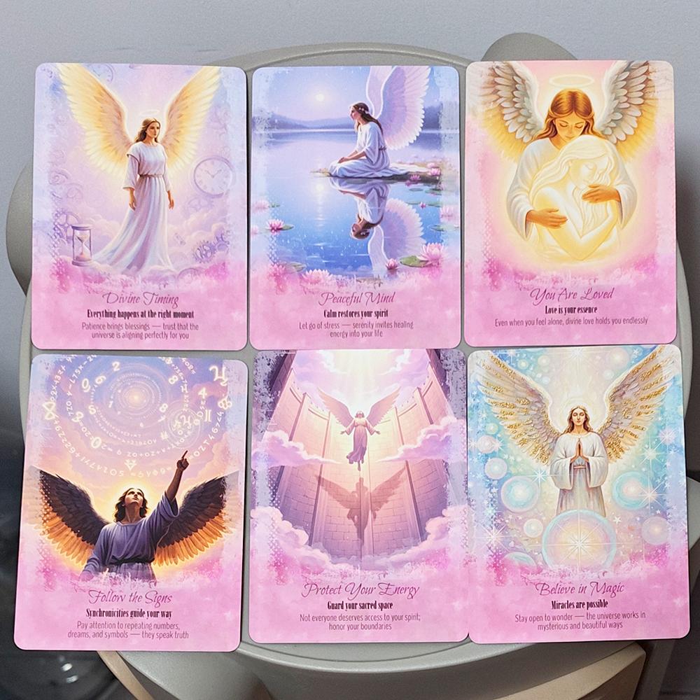 Oracolo Angeli Guida 11,5*8cm - 44 Carte con Libretto, Carte Divinatorie Ispirazionali in Scatola di Latta per la Crescita Spirituale