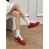 Cowhide Version~ Genuine Leather Flat Bottom Round Head Retro Red Forrest Gump Shoes Women's Lace-up Versatile German Training Shoes Board Shoes