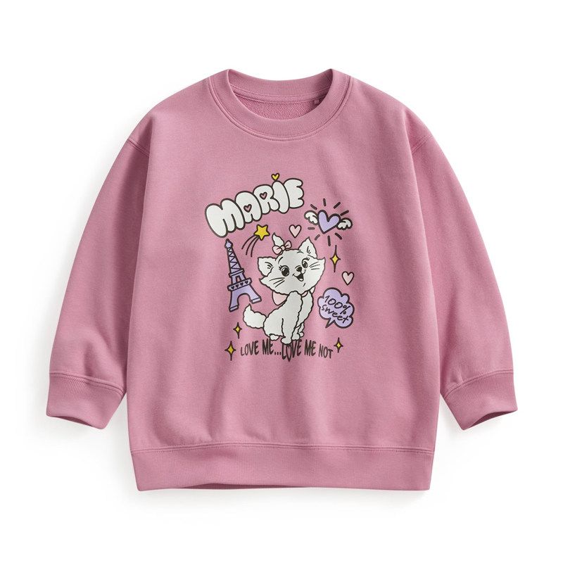 Children s Sweatshirt Boys Spring and Autumn Pure Cotton Jacket Girls 2024 New Autumn and Winter Thick Fleece Top Casual Children s Clothing Pink-Cat 120