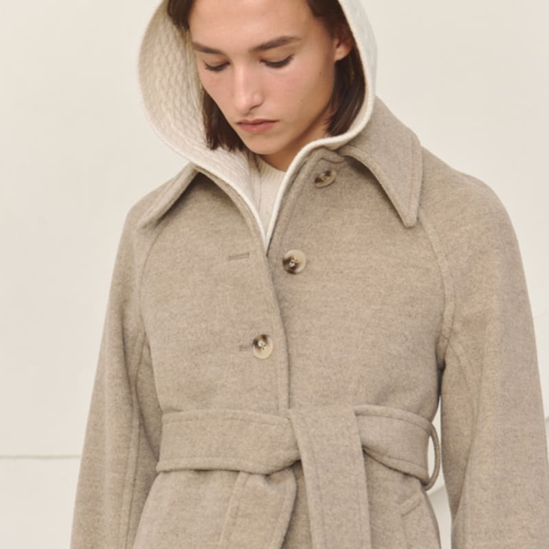 MOON J HOODED CABLE-KNIT MERINO SCARF - IVORY