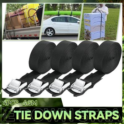 4 bucăți 4,5 m x 25 mm curele de ancorare pentru încărcătură pentru bagaje de marfă, cataramă, suport pentru acoperiș, motocicletă, bicicletă, mașină, caiac, plăci de surf
