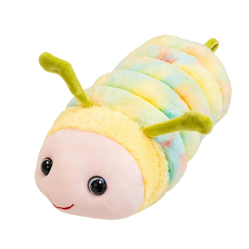 Plush Caterpillar Toy Soft Stuffed Insect Animal Pillow for Kids and Adults Cuddly Gift for Bedroom Living Room Nursery Decor