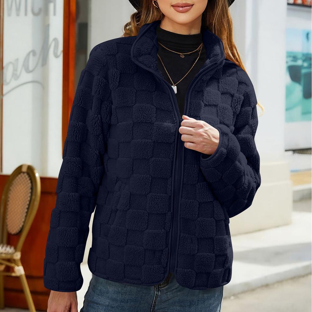 Abrigo cálido de talla grande para mujer, de color sólido, holgado, de manga larga, moderno