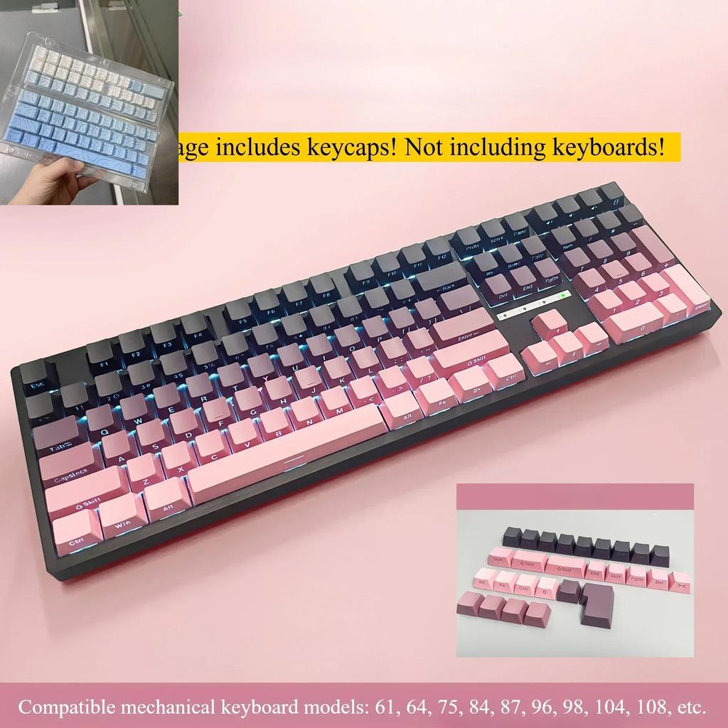 Xiaomi 2025 New Sky Blue Gradient Side Engraved Backlit 134 Mechanical Keycaps PBT Double Shot Original Height for Mechanical Keyboard