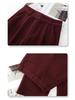 Ankola Women's 2024 Red Tweed High-Waisted Slimming Pants - Autumn/Winter Style, Eight-Point Wide-Leg Design