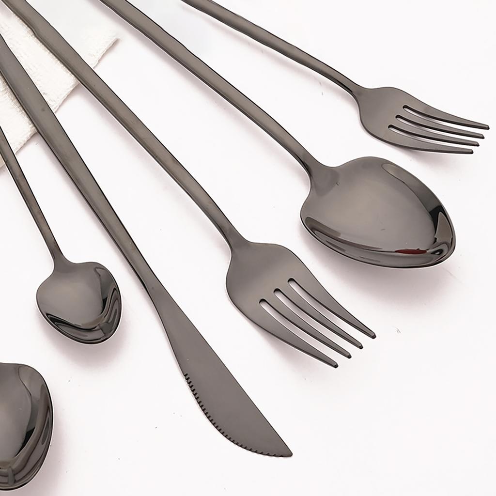 6Pcs Colorful Spoon Cutlery Set Mirror Stainless Steel Dinnerware Set Dinner Spoon Soup Ladle Tableware Western Kitchen Flatware